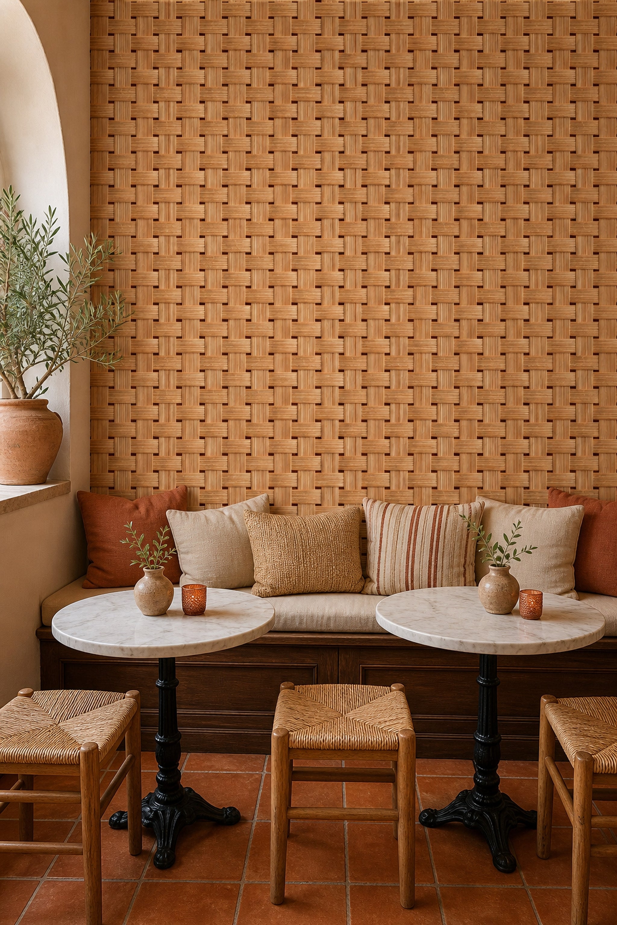 Woven Texture Wallpaper Basket Weave Rattan Removable Wall Decor