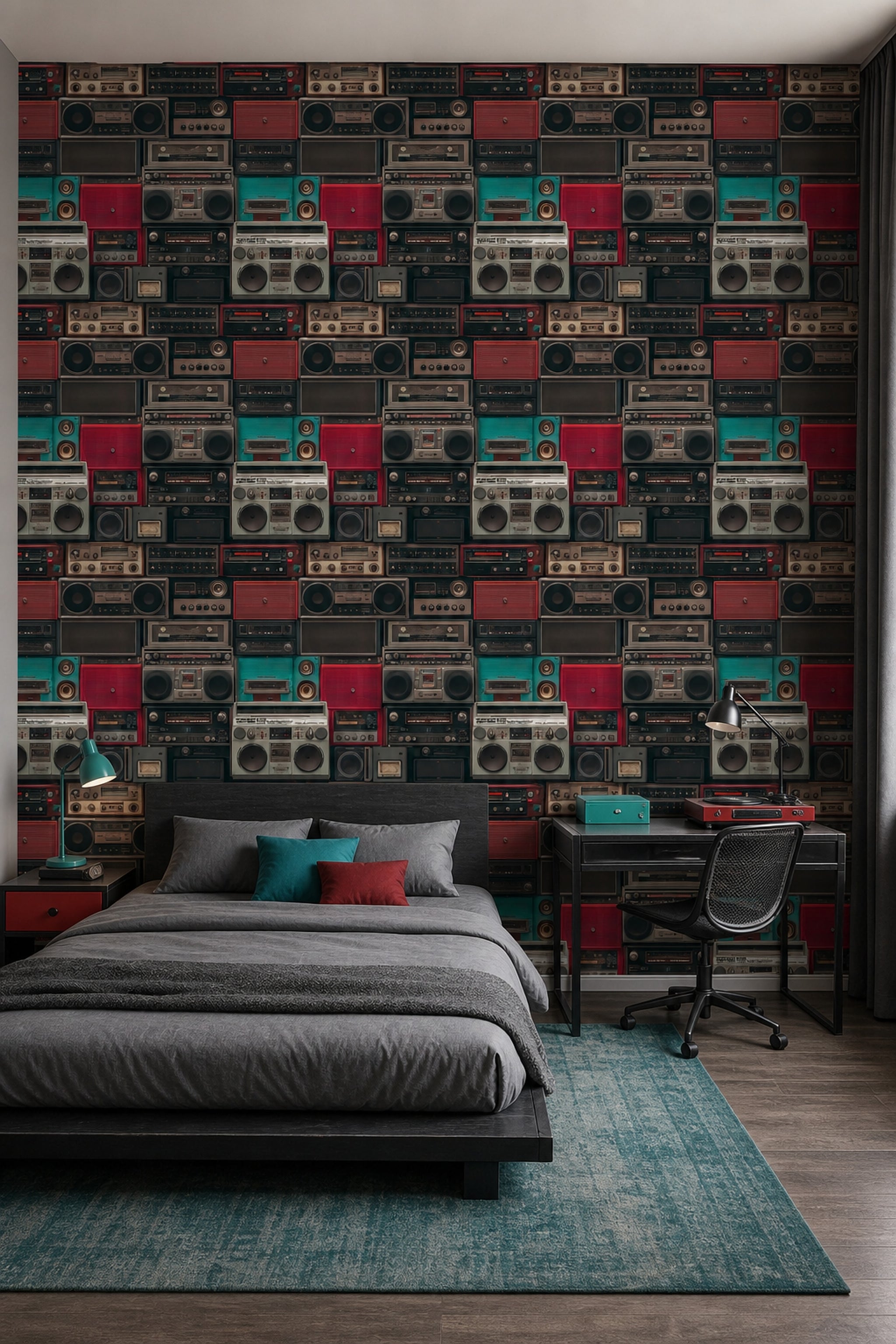 Boombox Wallpaper Vintage Removable Retro Electronics Wall Double Roll
