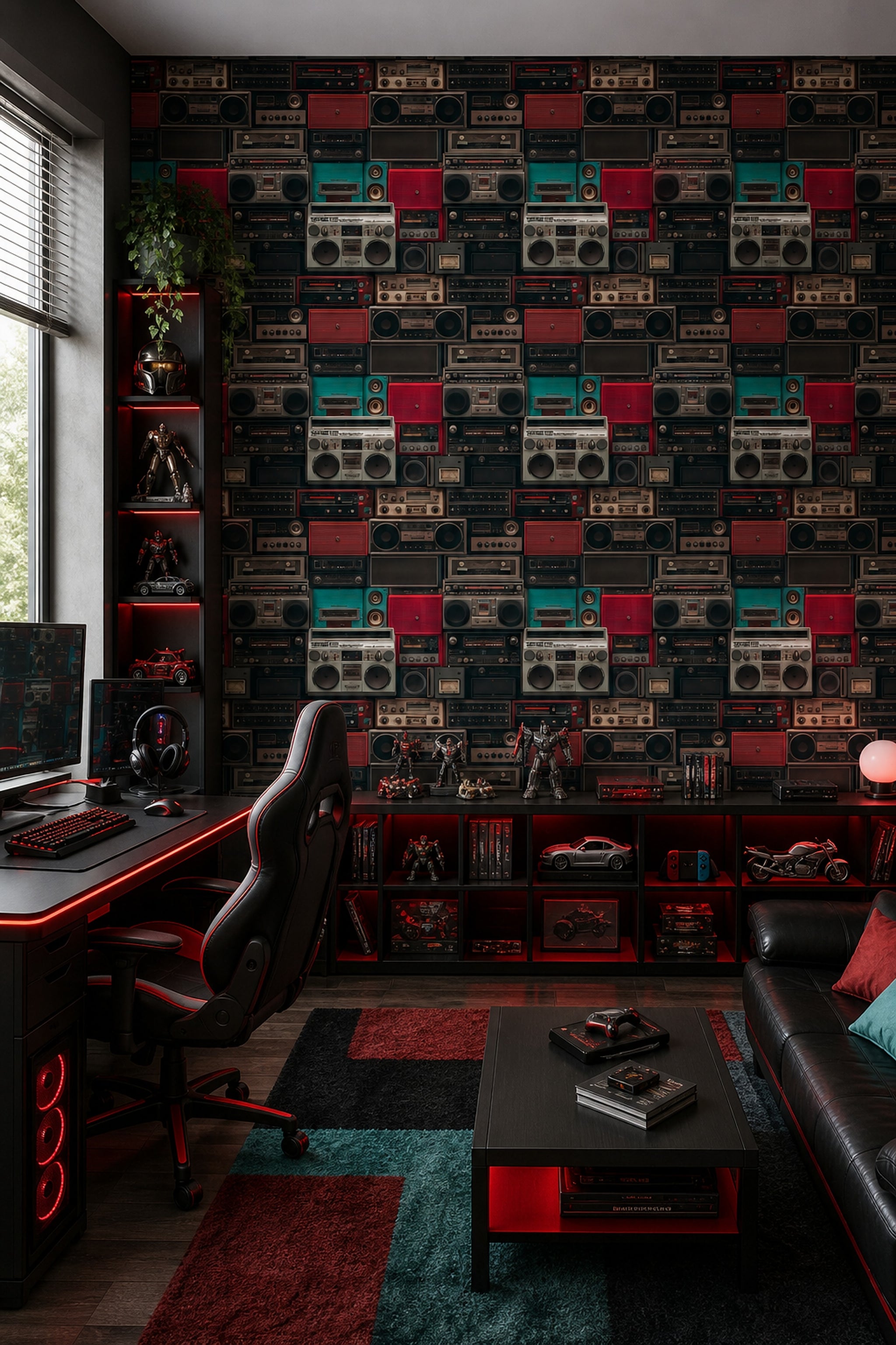 Boombox Wallpaper Vintage Removable Retro Electronics Wall Double Roll