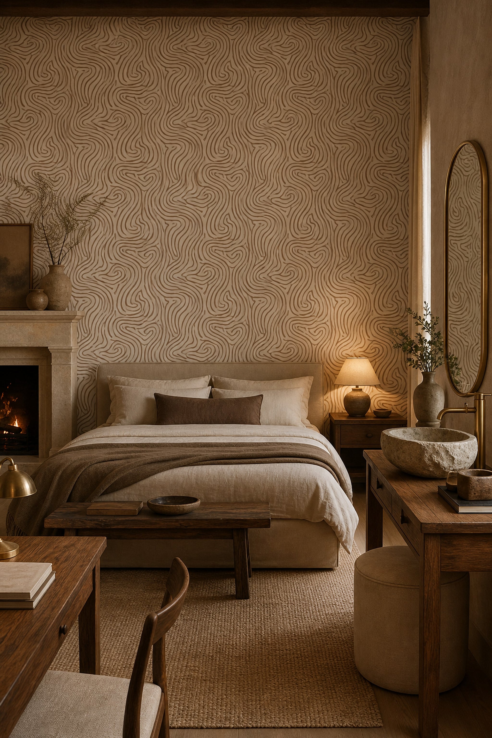 Topographic Lines Wallpaper Contour Map Organic Curves Removable Wall Decor