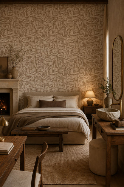 Topographic Lines Wallpaper Contour Map Organic Curves Removable Wall Decor