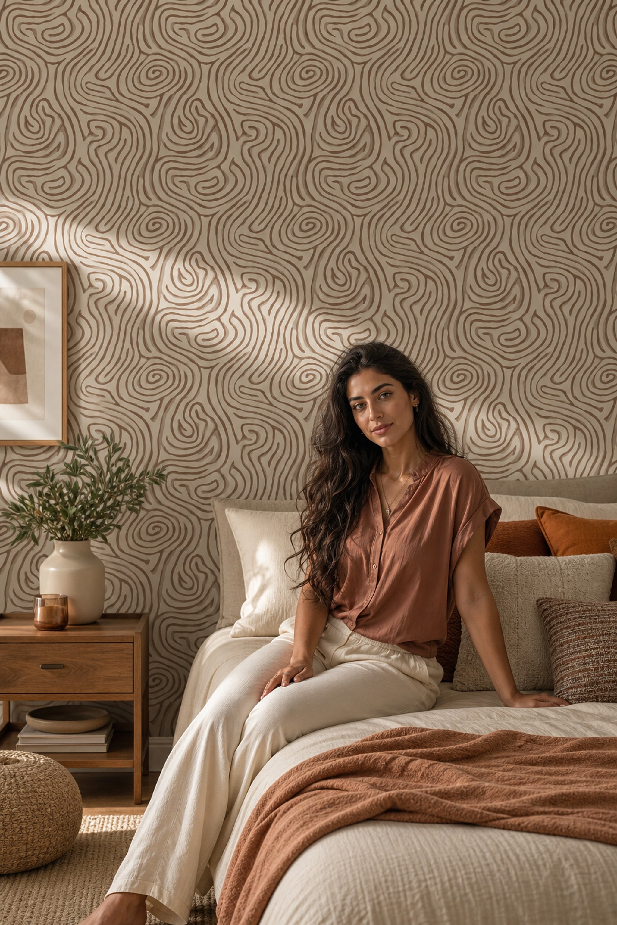 Topographic Lines Wallpaper Contour Map Organic Curves Removable Wall Decor