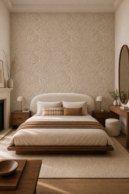 Topographic Lines Wallpaper Contour Map Organic Curves Removable Wall Decor