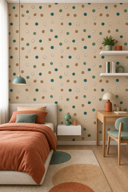 Smiley Faces Wallpaper Hand Drawn Removable Scribble Texture Wall Double Roll