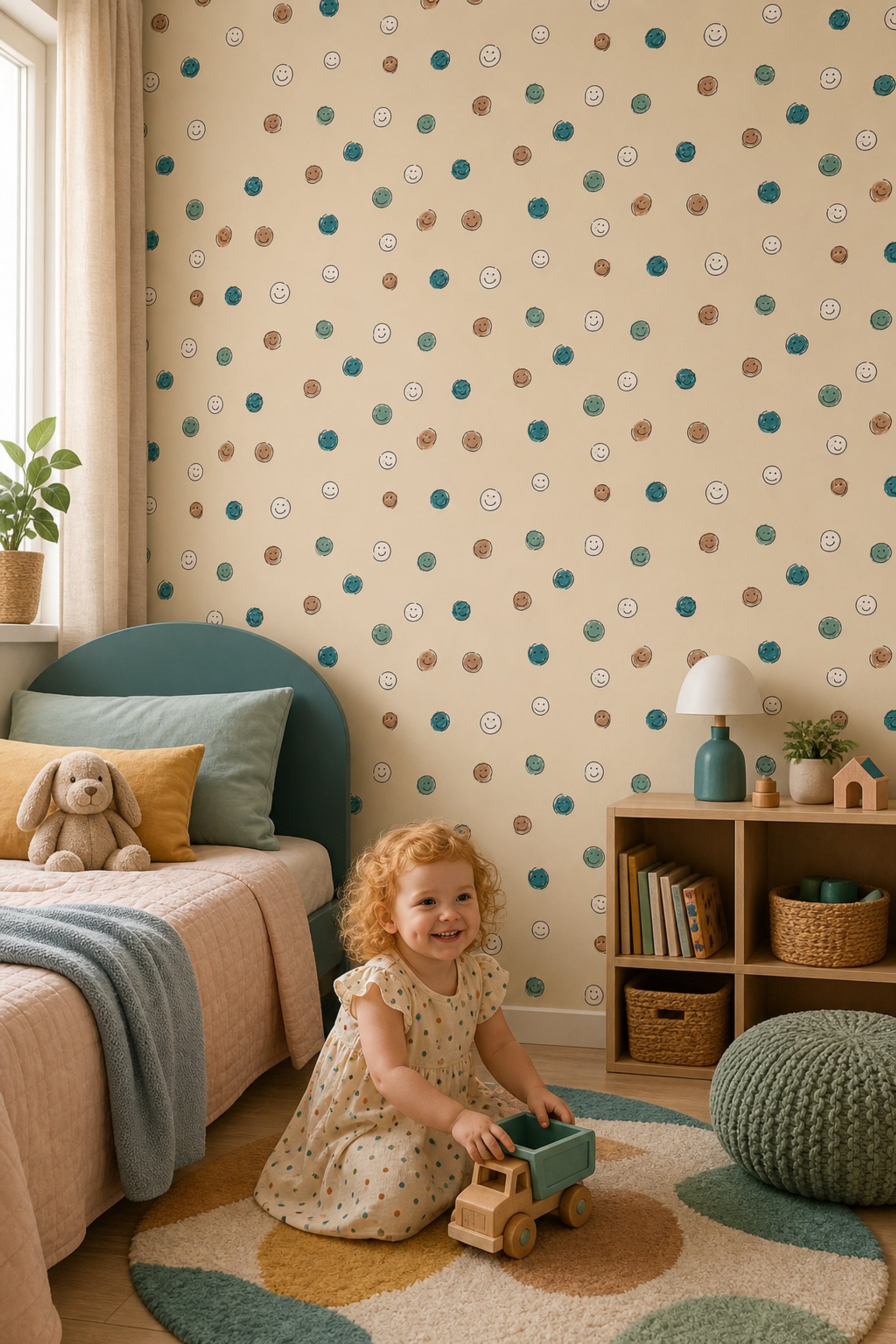 Smiley Faces Wallpaper Hand Drawn Removable Scribble Texture Wall Double Roll