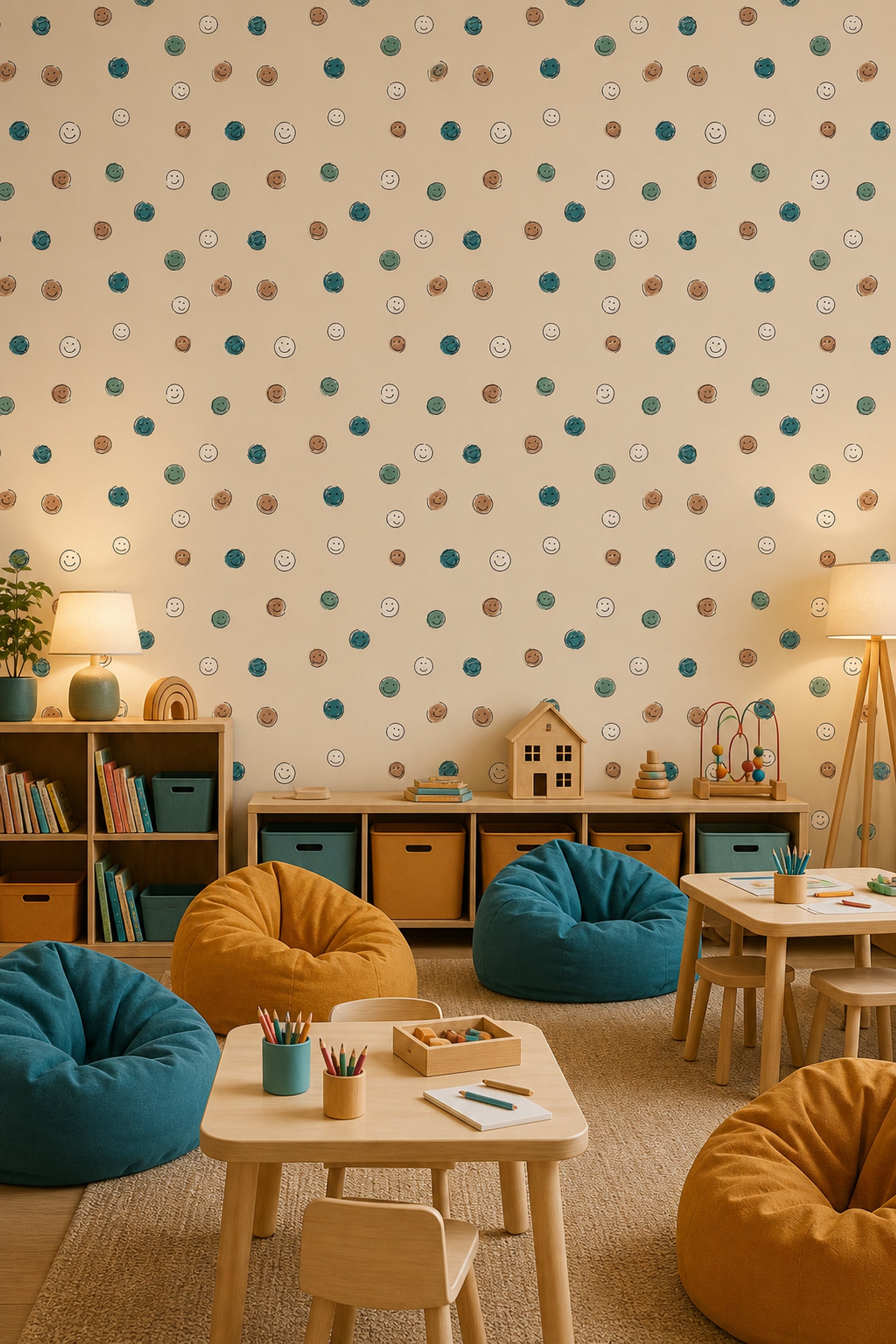 Smiley Faces Wallpaper Hand Drawn Removable Scribble Texture Wall Double Roll