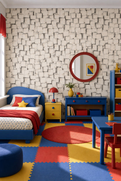 Stacked Cubes Wallpaper 3D Blocks Removable Black Ink Linework Wall Double Roll