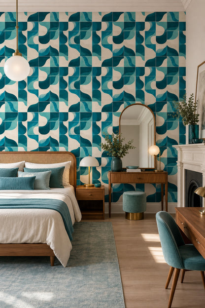 Mid Century Modern Wallpaper Retro Geometric Removable Wall Decor
