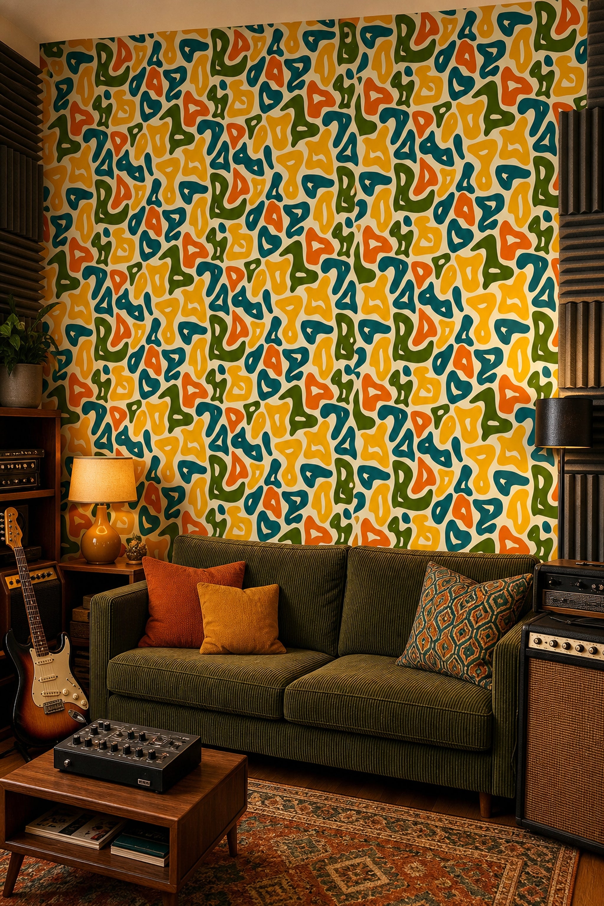 Mid Century Modern Wallpaper Abstract Pattern Mid Century Modern Decorative Mural