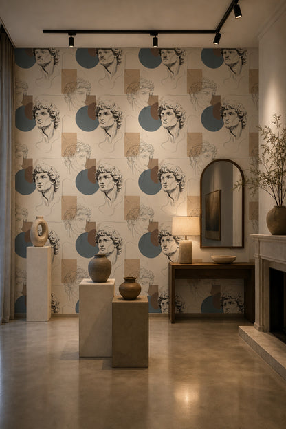 Line Art Wallpaper Geometric Shapes Greco Roman Decorative Mural