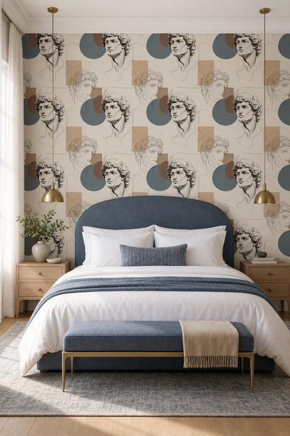 Line Art Wallpaper Geometric Shapes Greco Roman Decorative Mural