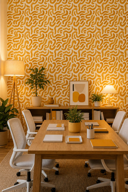 Abstract Wallpaper Brushstroke Organic Shapes Removable Wall Decor