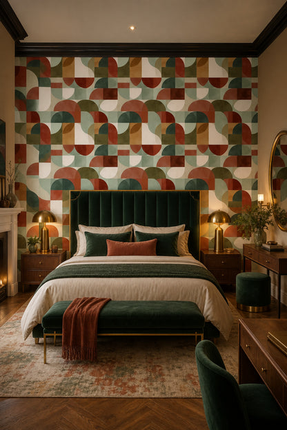 Mid Century Modern Wallpaper Geometric Removable Wall Decor