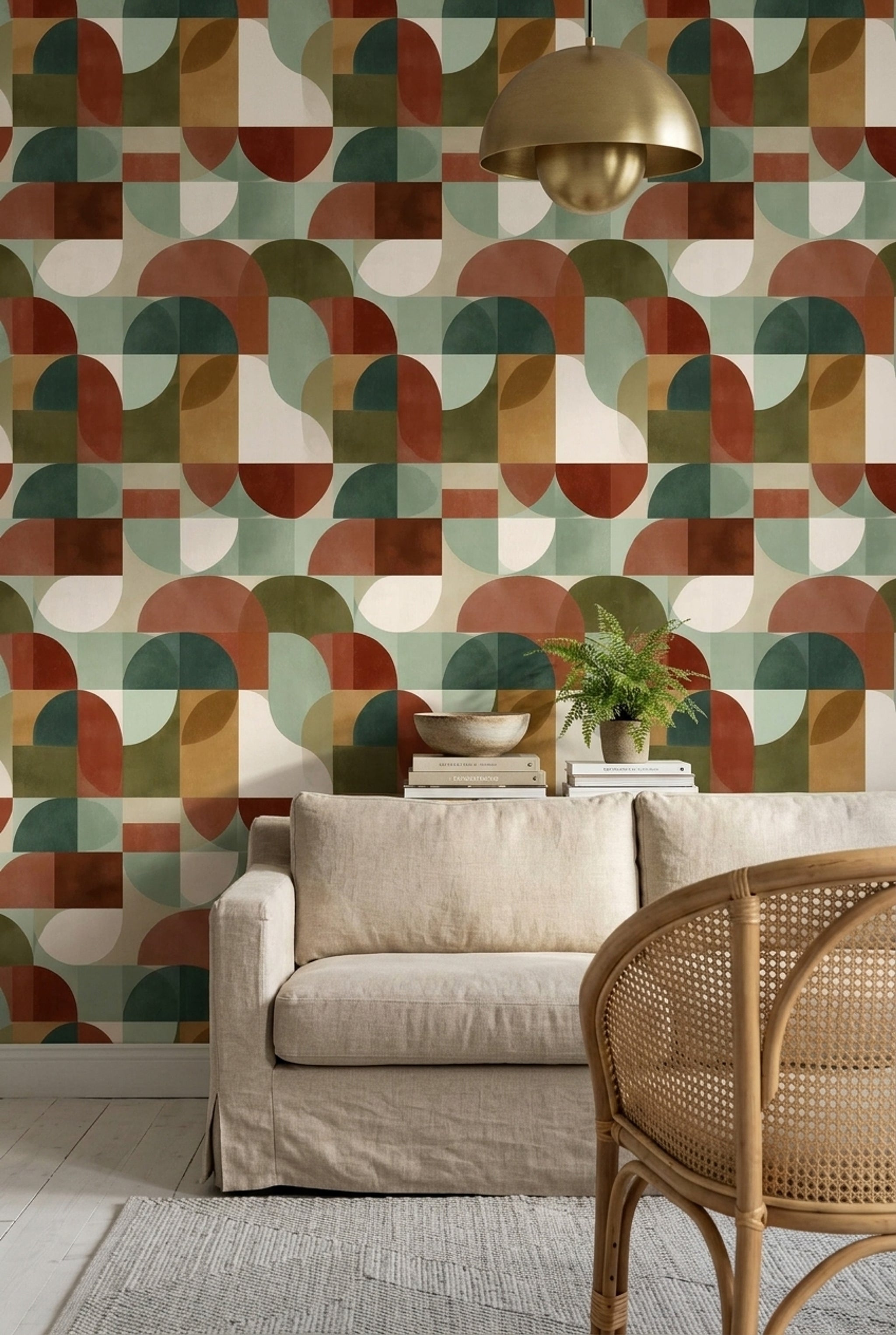 Mid Century Modern Wallpaper Geometric Removable Wall Decor