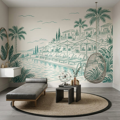 Walls Wallpaper Poolside Resort Removable Wall Decor