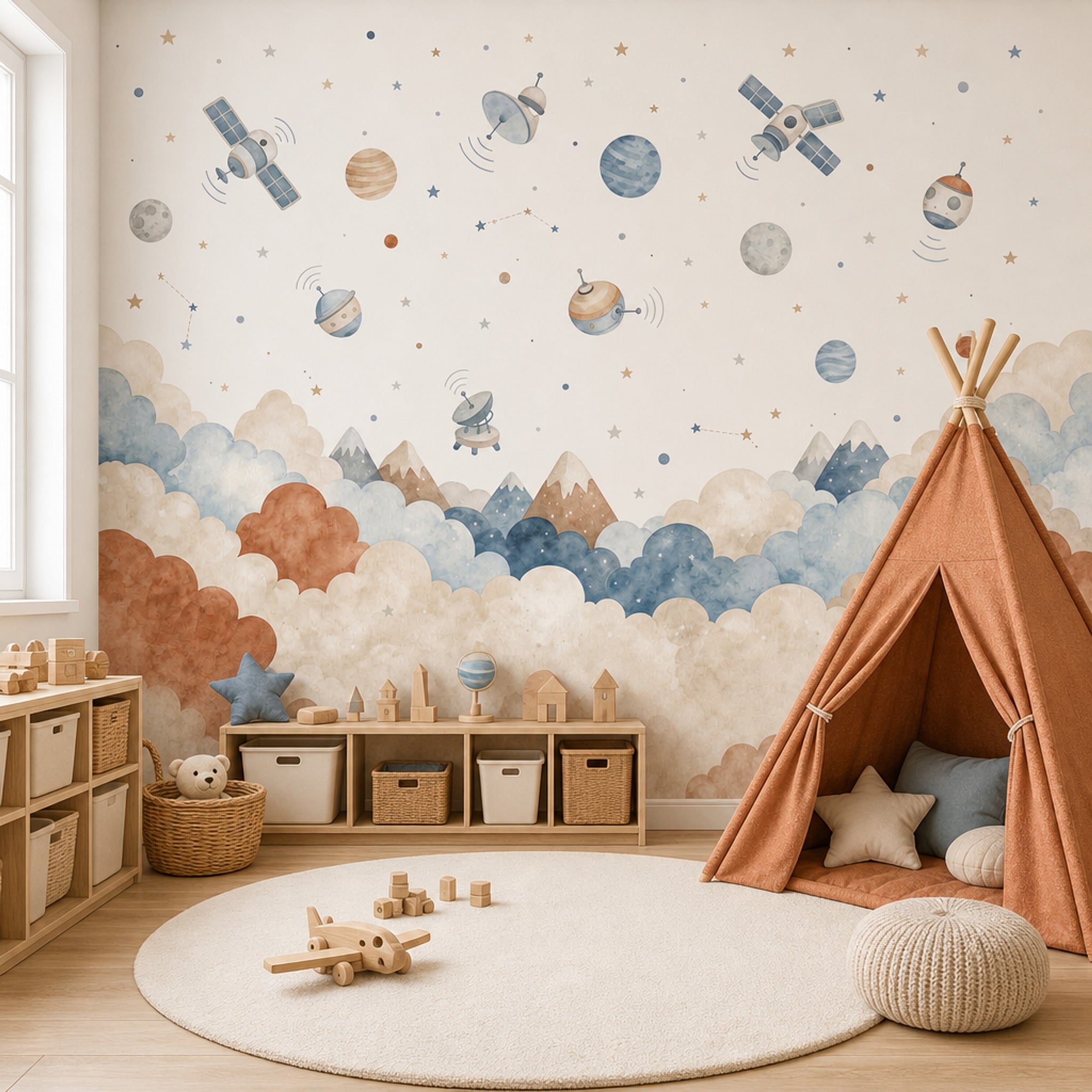 Satellites Wallpaper Planets Removable Nursery Wall Decor