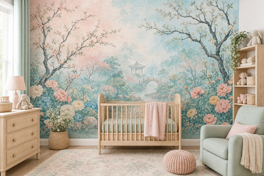 Watercolor Wallpaper Pastel Floral Garden Removable Wall Decor