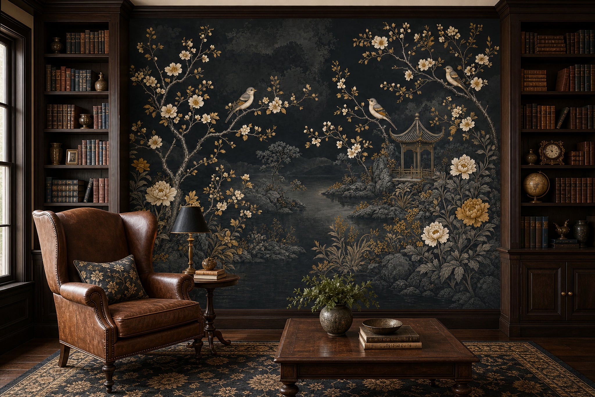 Asian Landscape Wallpaper Pagoda Pavilion Vintage Mural Wall Mural