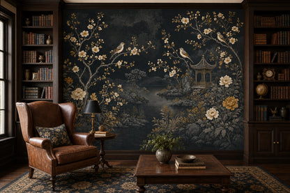 Asian Landscape Wallpaper Pagoda Pavilion Vintage Mural Wall Mural