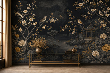 Asian Landscape Wallpaper Pagoda Pavilion Vintage Mural Wall Mural