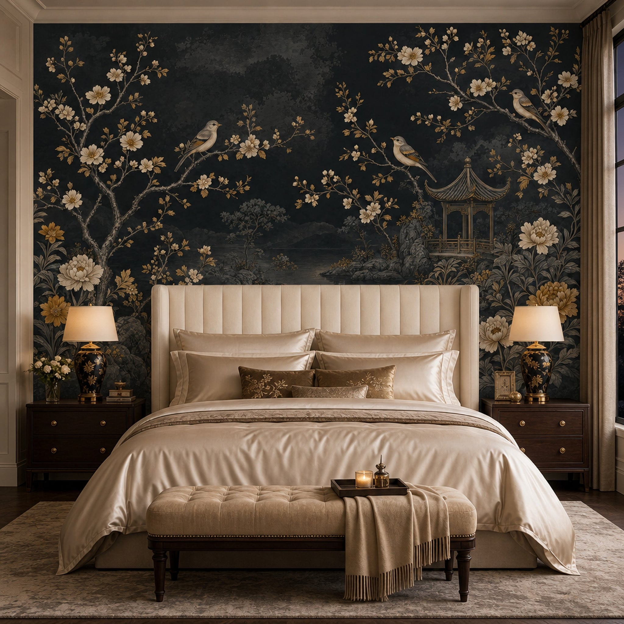 Asian Landscape Wallpaper Pagoda Pavilion Vintage Mural Wall Mural
