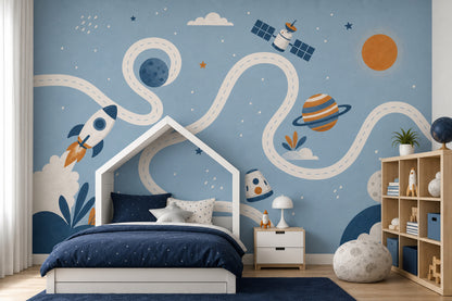 Space Wallpaper Rocket Whimsical Removable Wall Decor