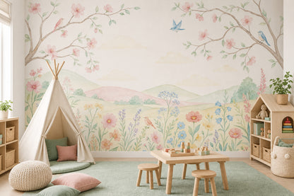 Watercolor Texture Wallpaper Muted Green Watercolor Texture Wall Mural