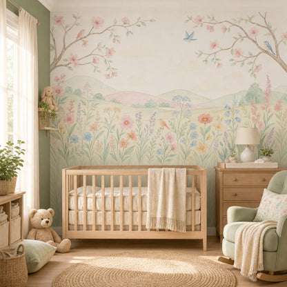 Watercolor Texture Wallpaper Muted Green Watercolor Texture Wall Mural
