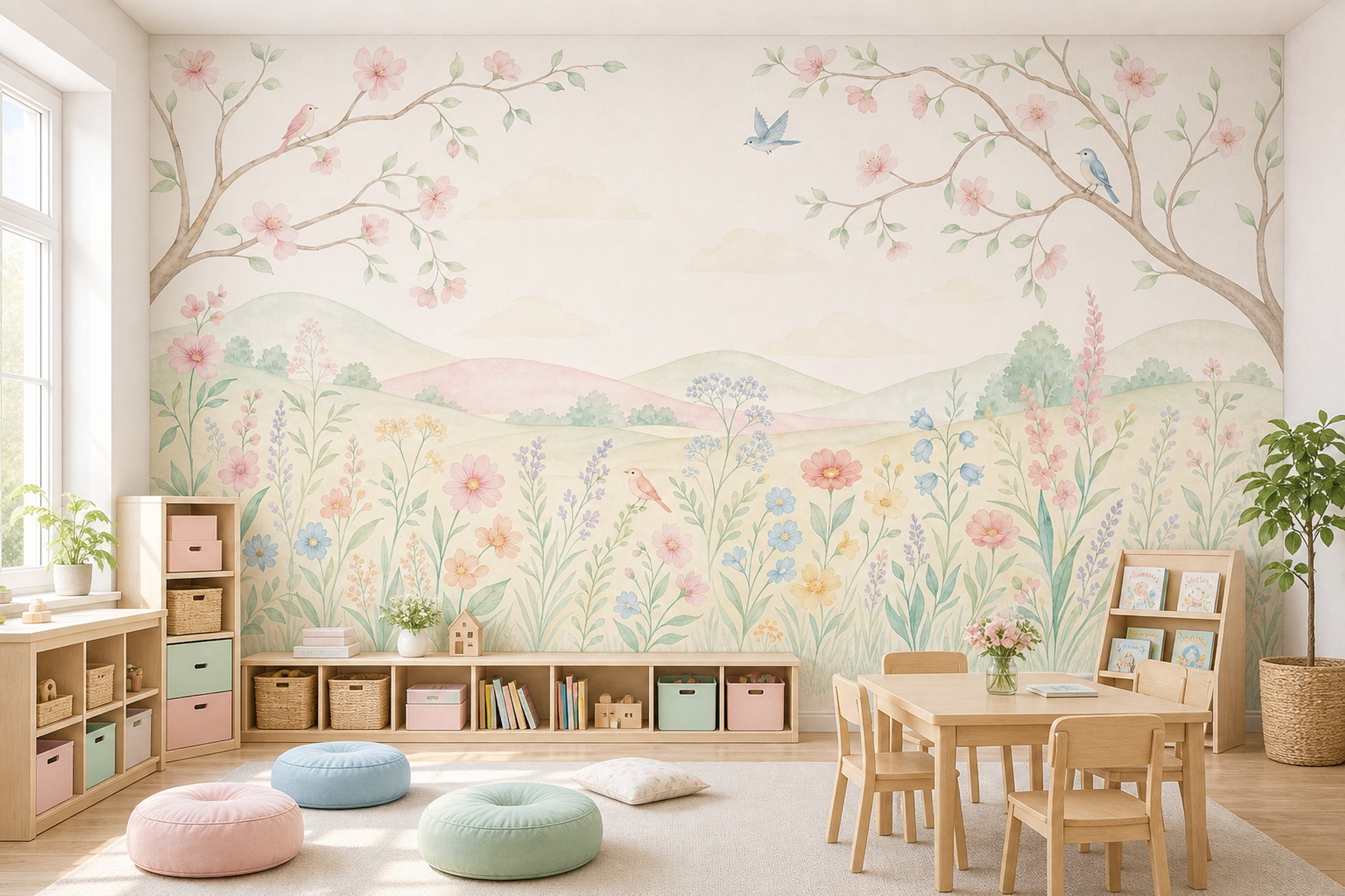 Watercolor Texture Wallpaper Muted Green Watercolor Texture Wall Mural