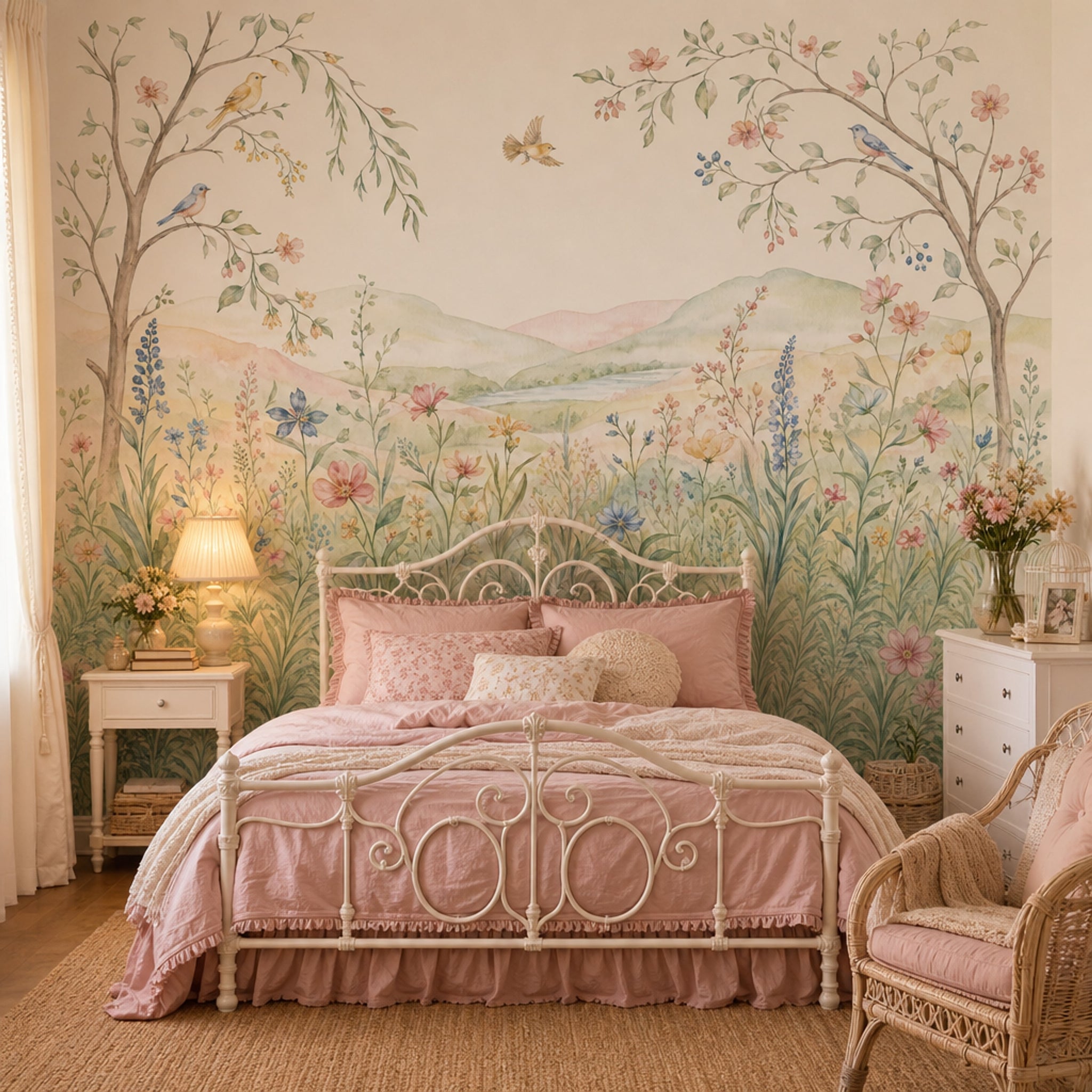 Wildflower Meadow Wallpaper Watercolor Spring Blossoms Wall Mural