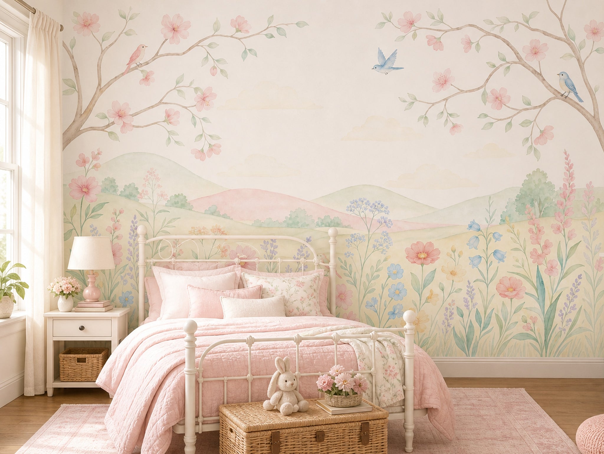 Watercolor Texture Wallpaper Muted Green Watercolor Texture Wall Mural