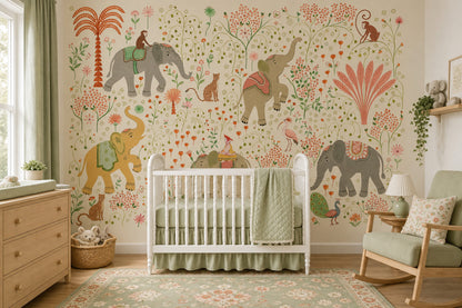 Whimsical Wallpaper Elephants Global Inspired Wall Mural