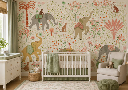 Whimsical Wallpaper Elephants Global Inspired Wall Mural