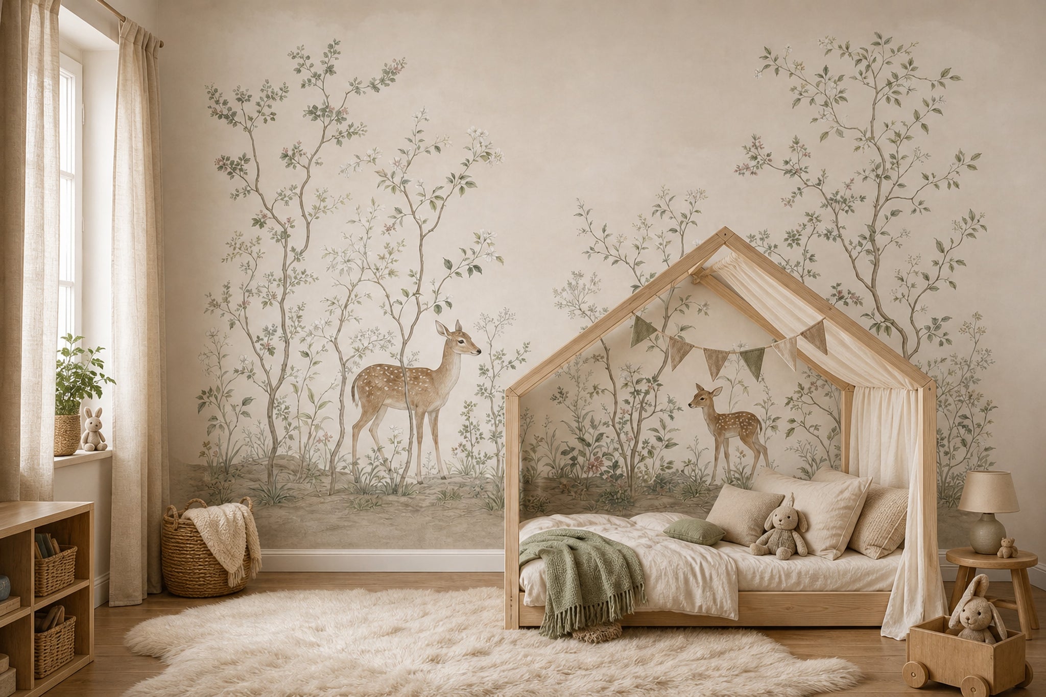 Woodland Wallpaper Deer Vintage Nature Wall Mural