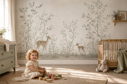 Woodland Wallpaper Deer Vintage Nature Wall Mural
