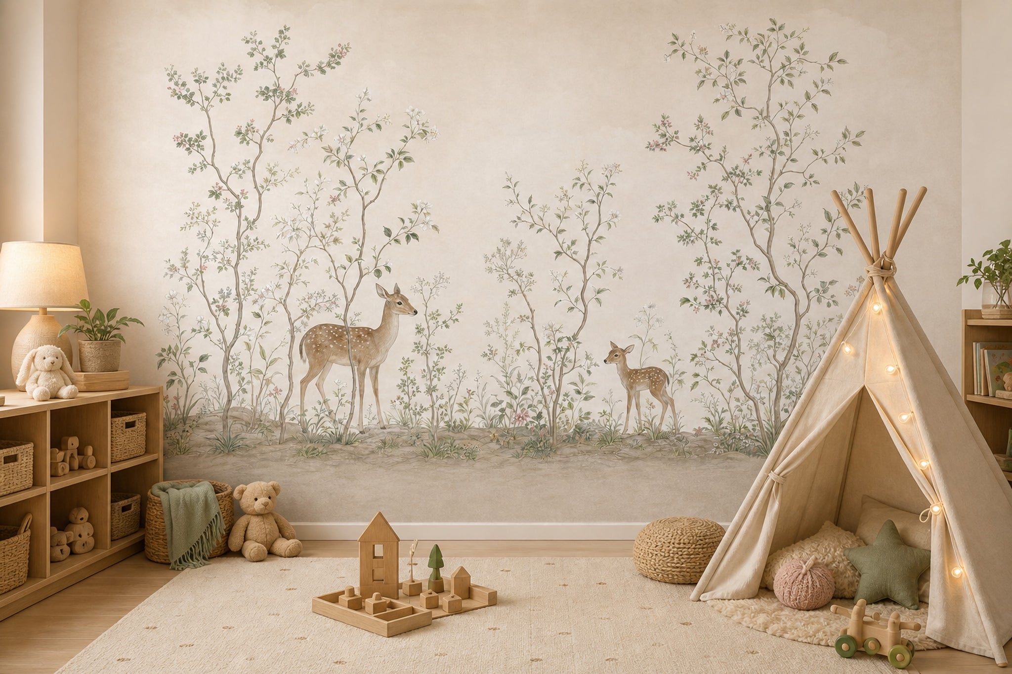 Woodland Wallpaper Deer Vintage Nature Wall Mural