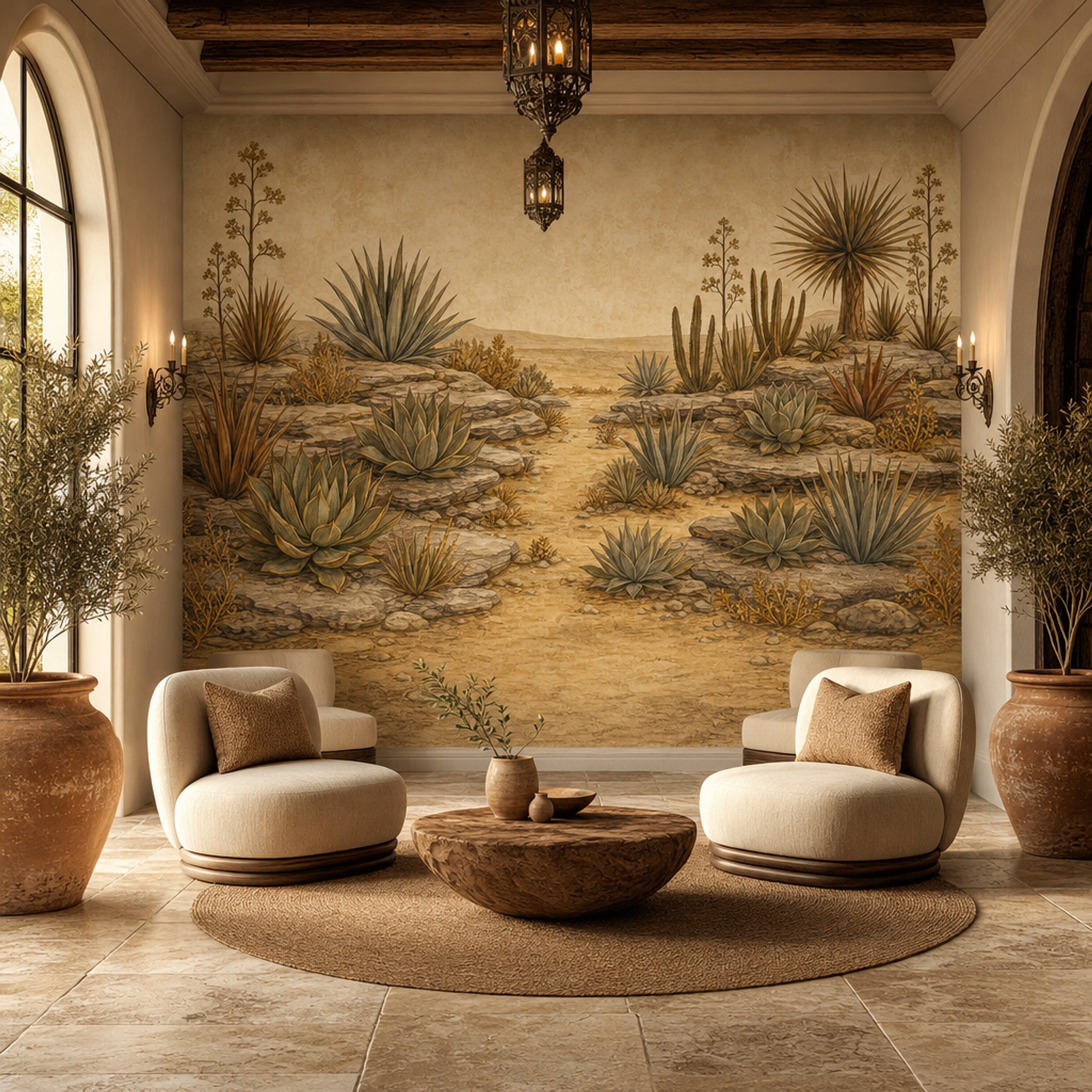 Desert Landscape Wallpaper Agave Plants Southwestern Wall Mural