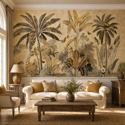 Tropical Landscape Wallpaper Banana Leaves Palm Tree Wall Mural