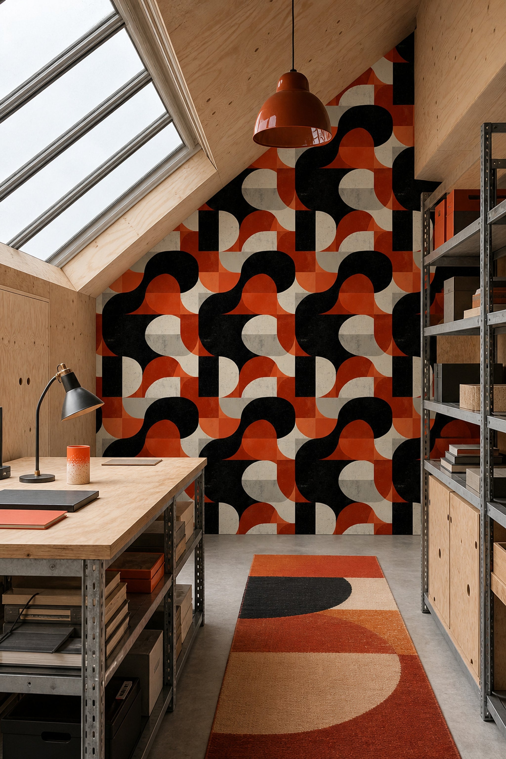 Mid-Century Modern Wallpaper Retro Geometric Removable Wall Decor