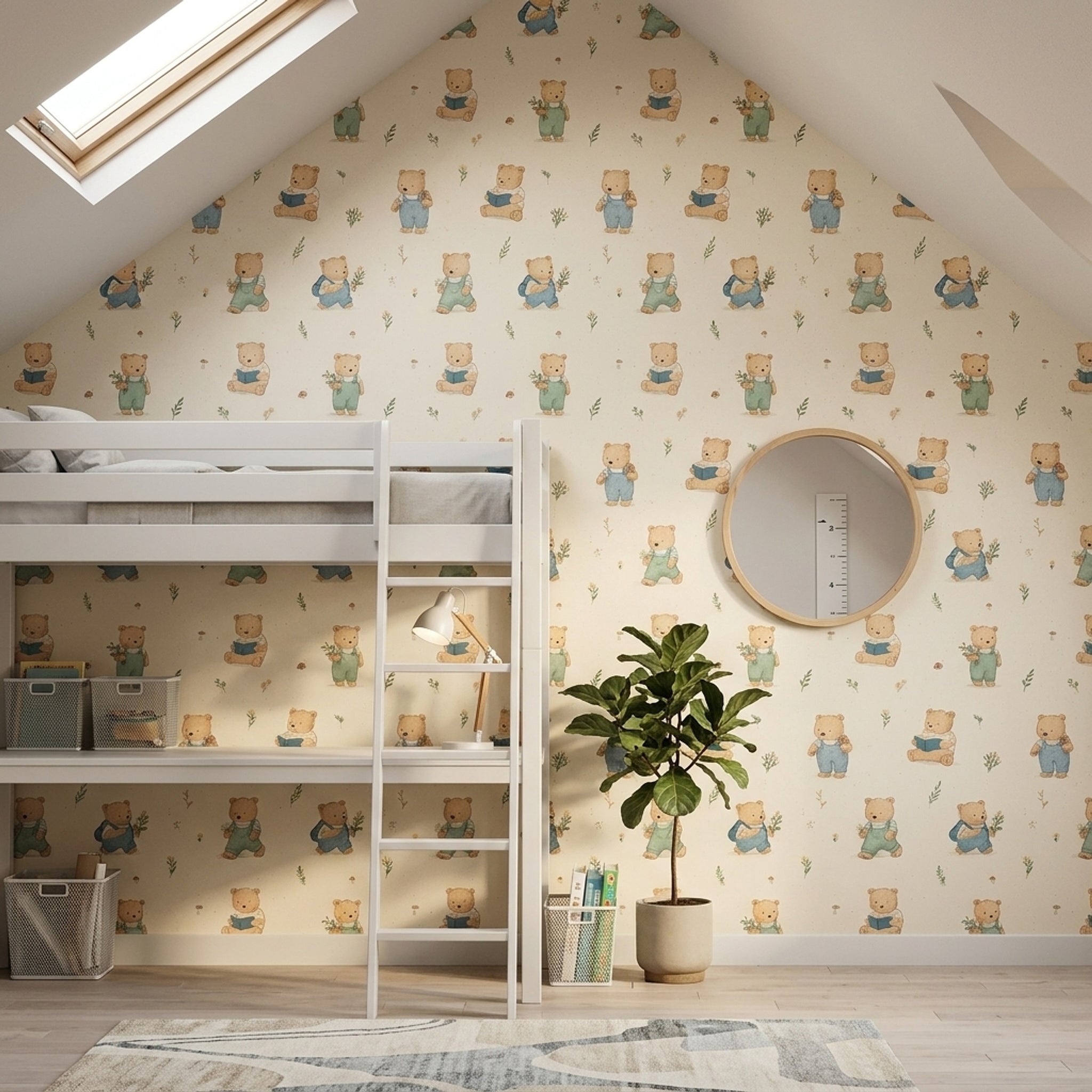 Nursery Wallpaper Teddy Bears Cream Background Decorative Mural