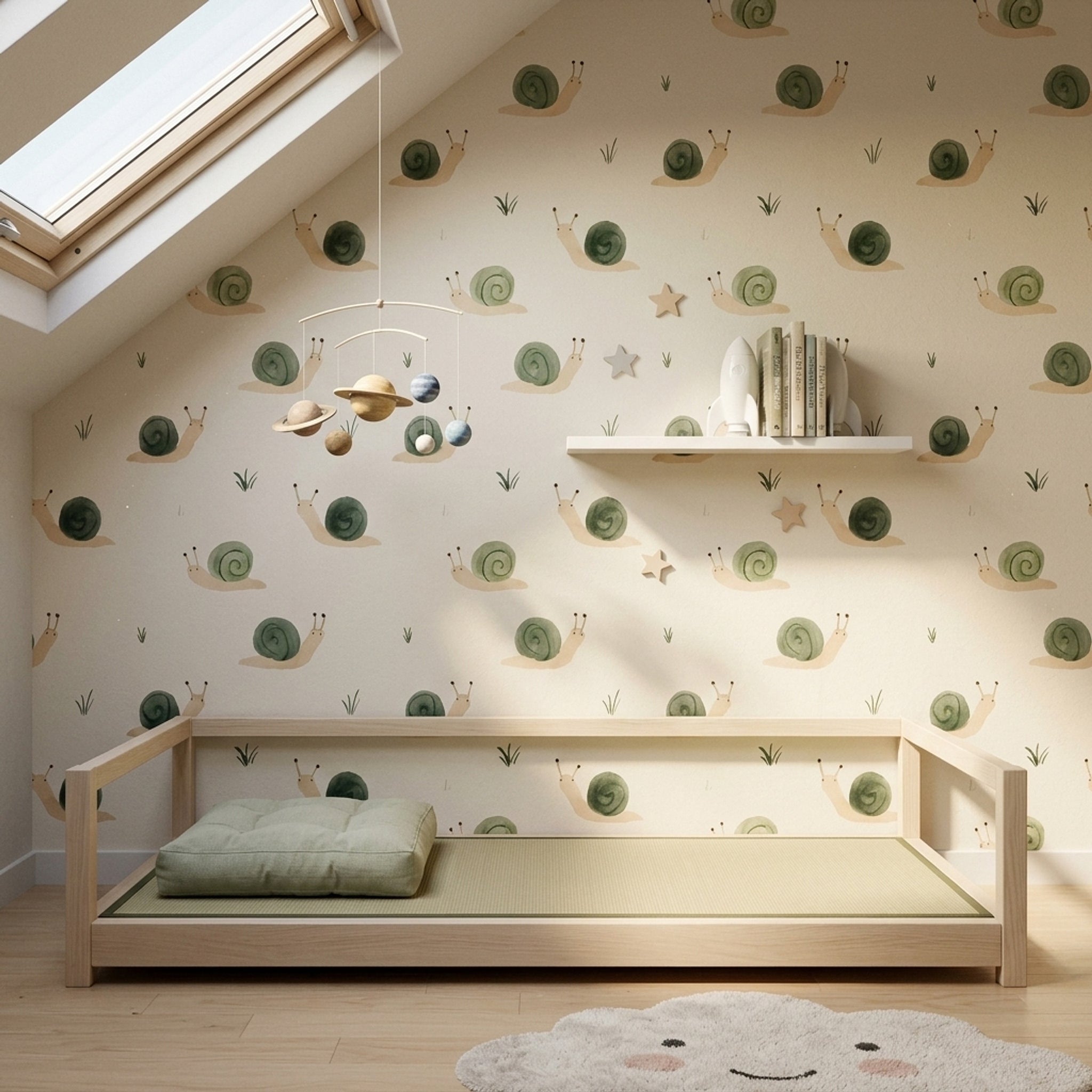 Snail Wallpaper Watercolor Whimsical Removable Wall Decor