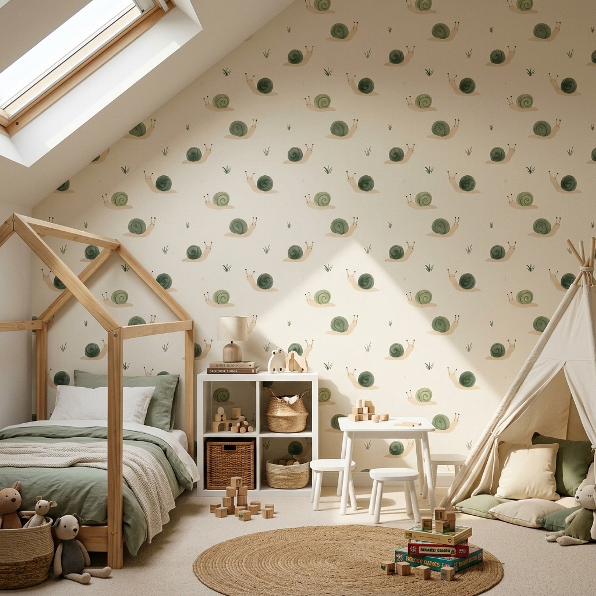 Snail Wallpaper Watercolor Whimsical Removable Wall Decor