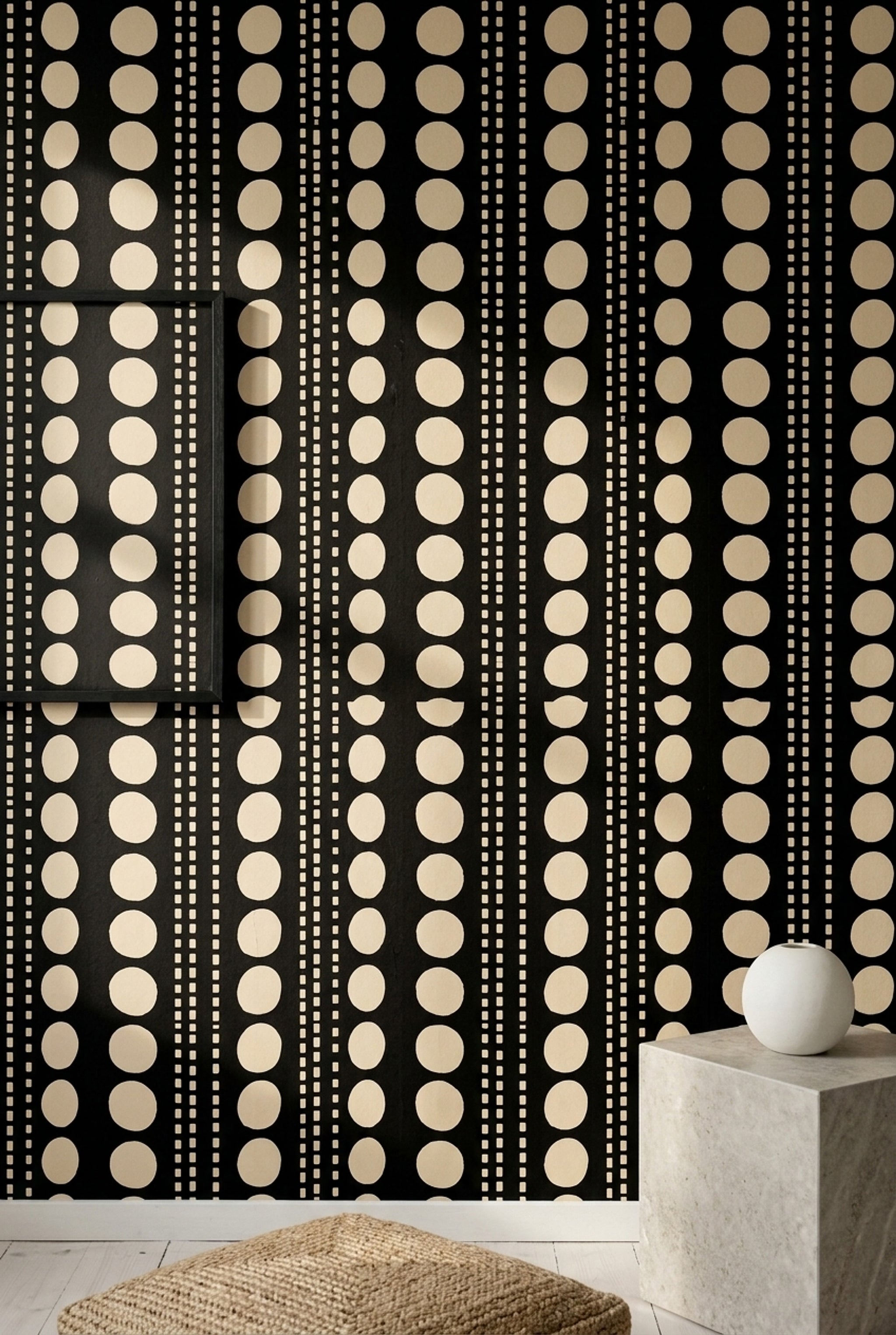 Geometric Wallpaper Black Background Minimal Decorative Mural