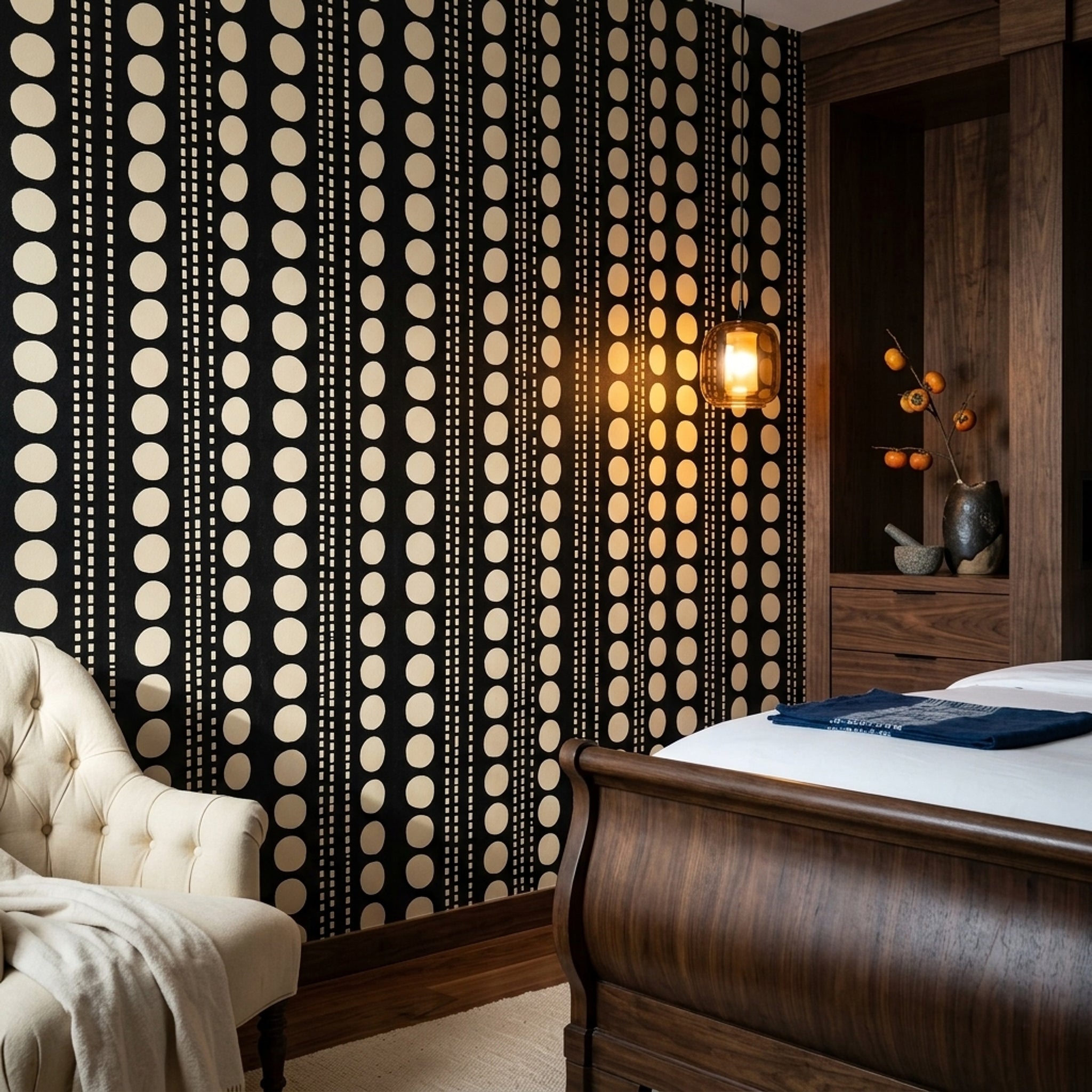 Geometric Wallpaper Black Background Minimal Decorative Mural
