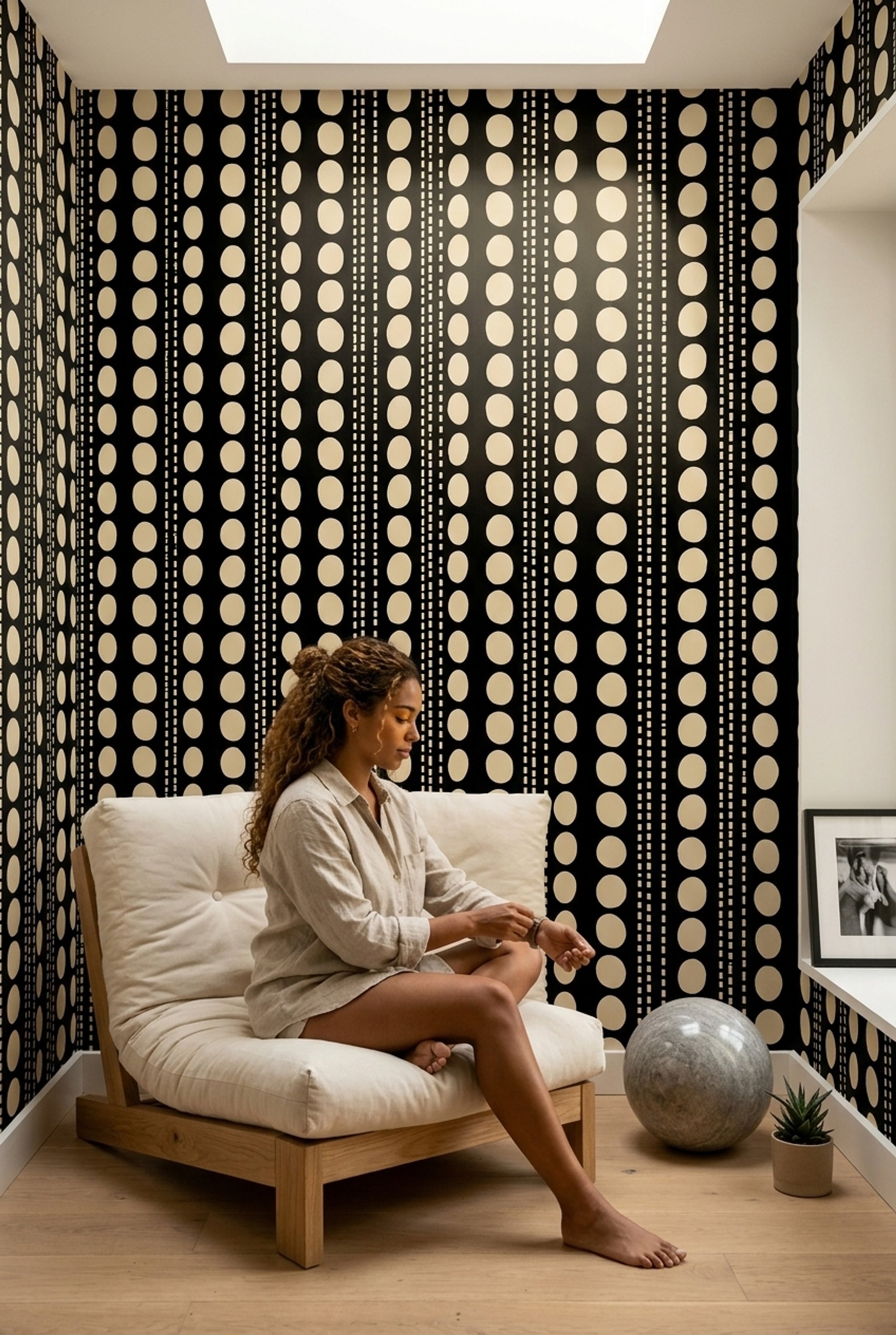 Geometric Wallpaper Black Background Minimal Decorative Mural