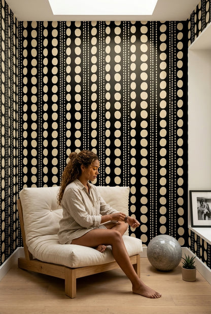 Geometric Wallpaper Black Background Minimal Decorative Mural
