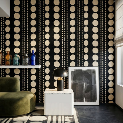 Geometric Wallpaper Black Background Minimal Decorative Mural