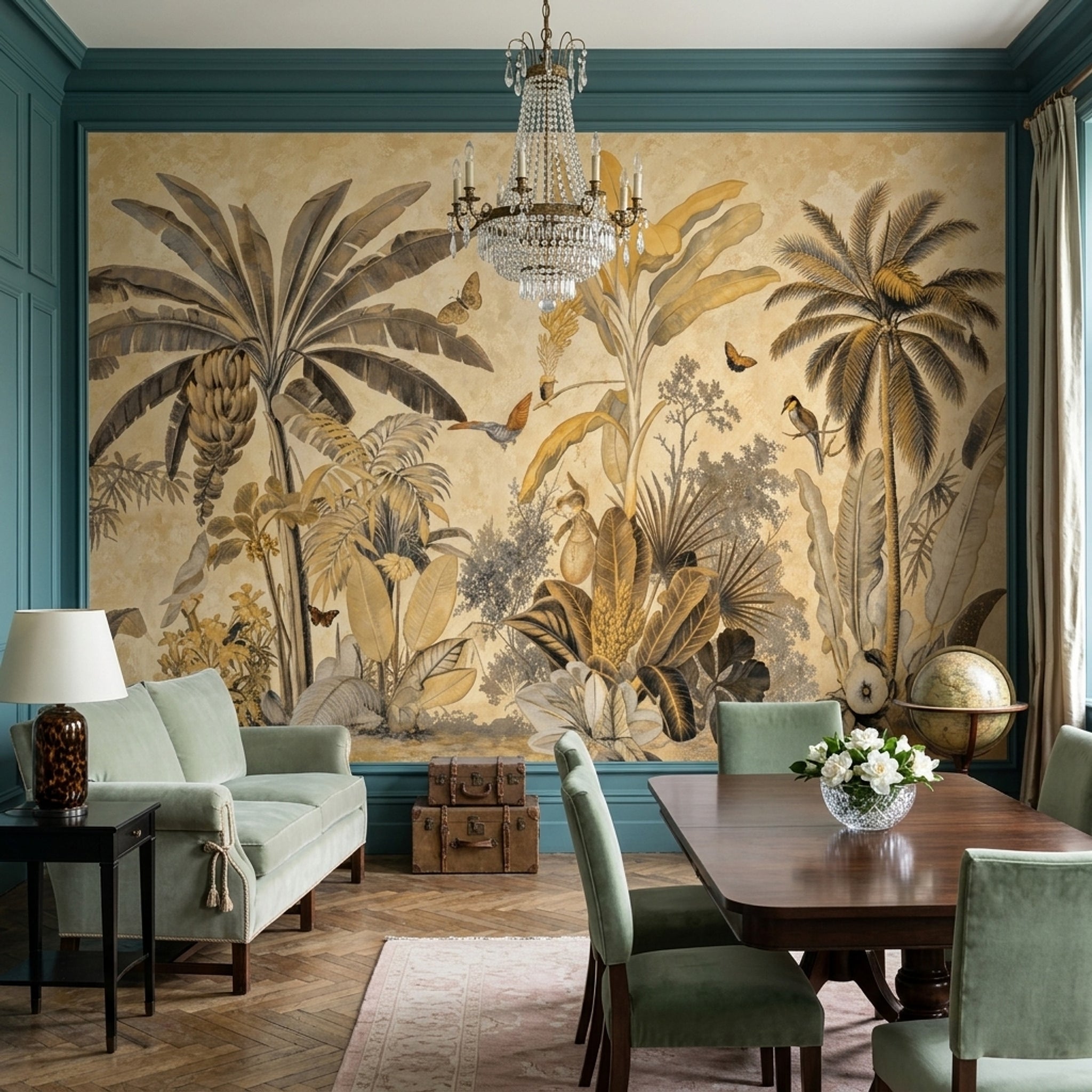 Tropical Landscape Wallpaper Banana Leaves Palm Tree Wall Mural