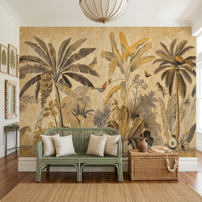Tropical Landscape Wallpaper Banana Leaves Palm Tree Wall Mural