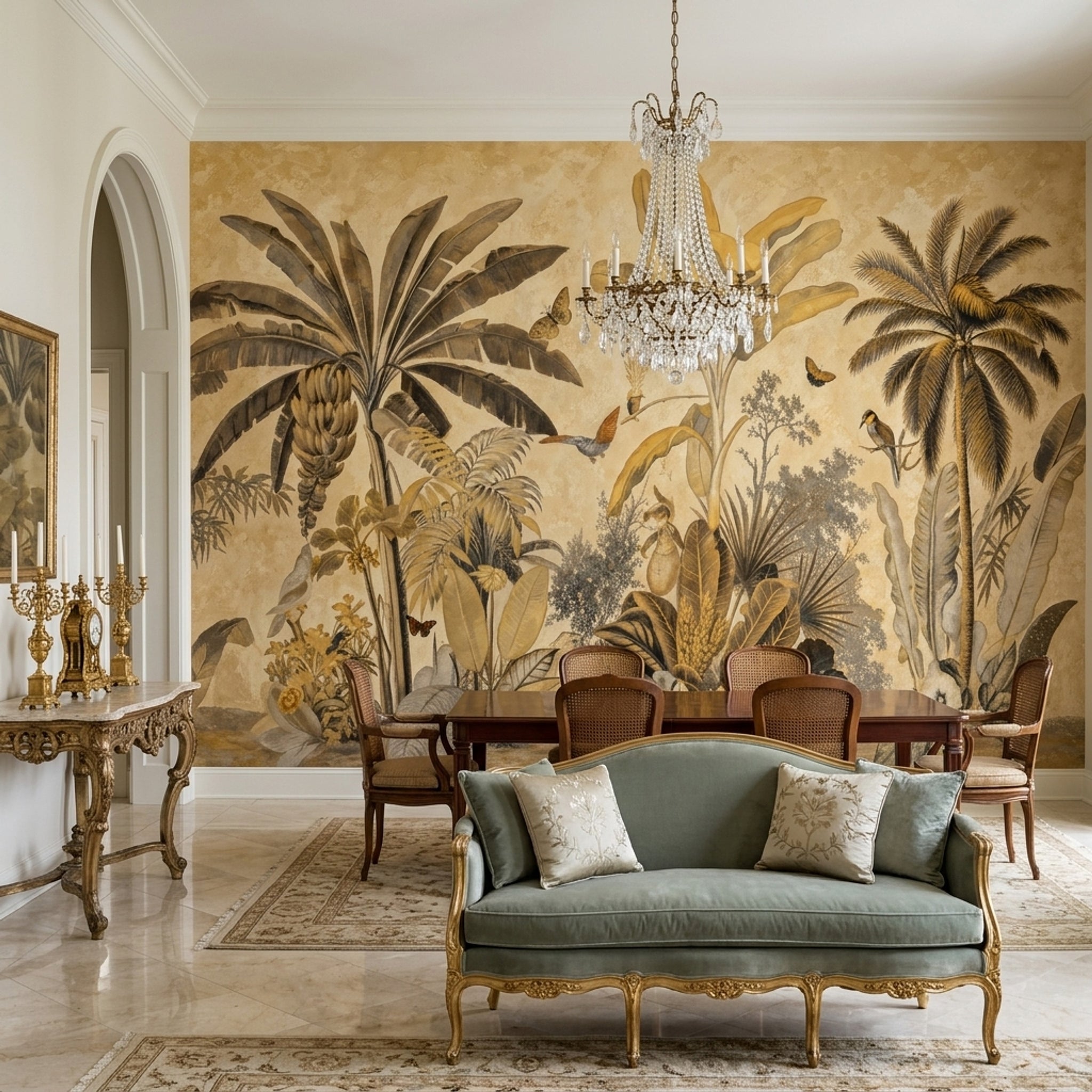 Tropical Landscape Wallpaper Banana Leaves Palm Tree Wall Mural